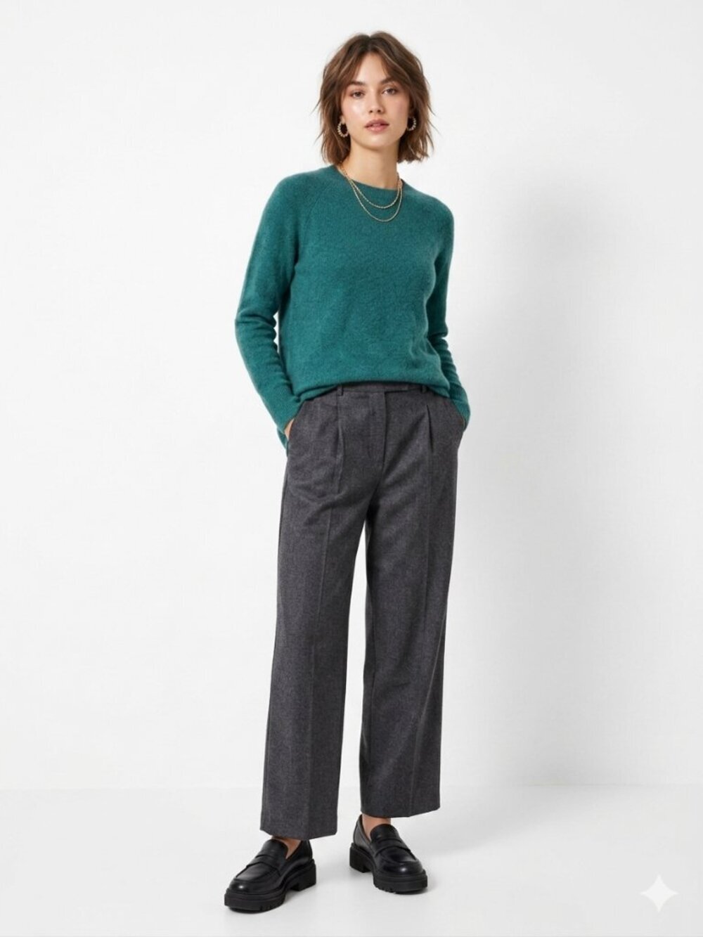 HALOGEN 100% Cashmere Oversized Sweater Hunter Green Small - Picture 2 of 13